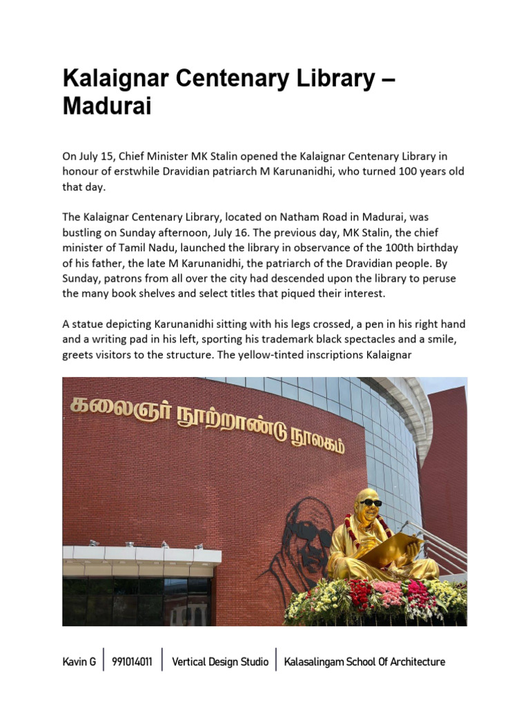 Kalaignar Centenary Library Pdf South India Tamils