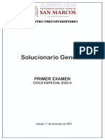 Solucionario General 1er Examen Ciclo Especial 2022-II