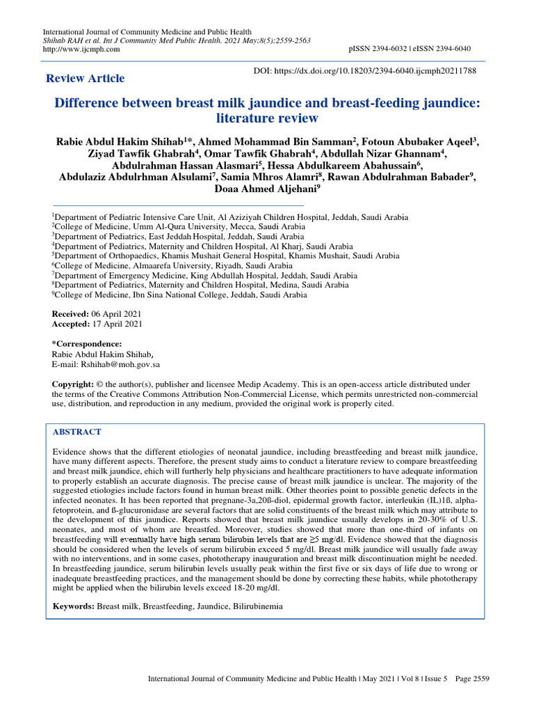 Breast Milk Jaundice and BreastFeeding Jaundice PDF Breastfeeding Breast Milk