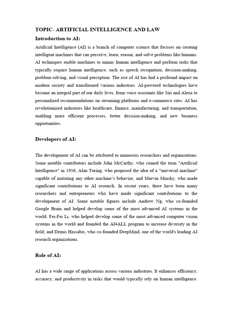 Introduction to ai and law pdf artificial intelligence