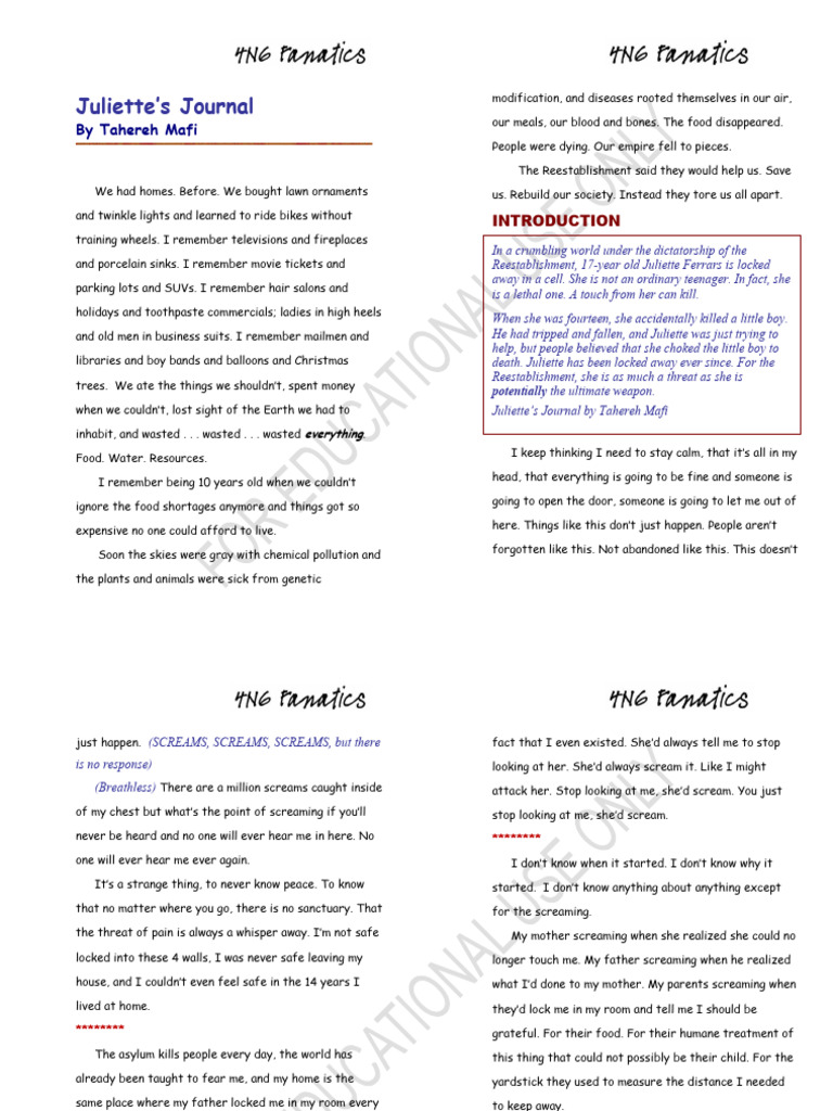 Juliette&rsquo;s Journal | PDF