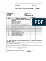 Pump Commisioning Checklist