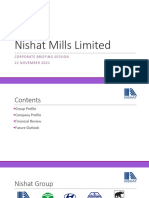 Nishat Mills Limited: Corporate Briefing Session 22 NOVEMBER 2021
