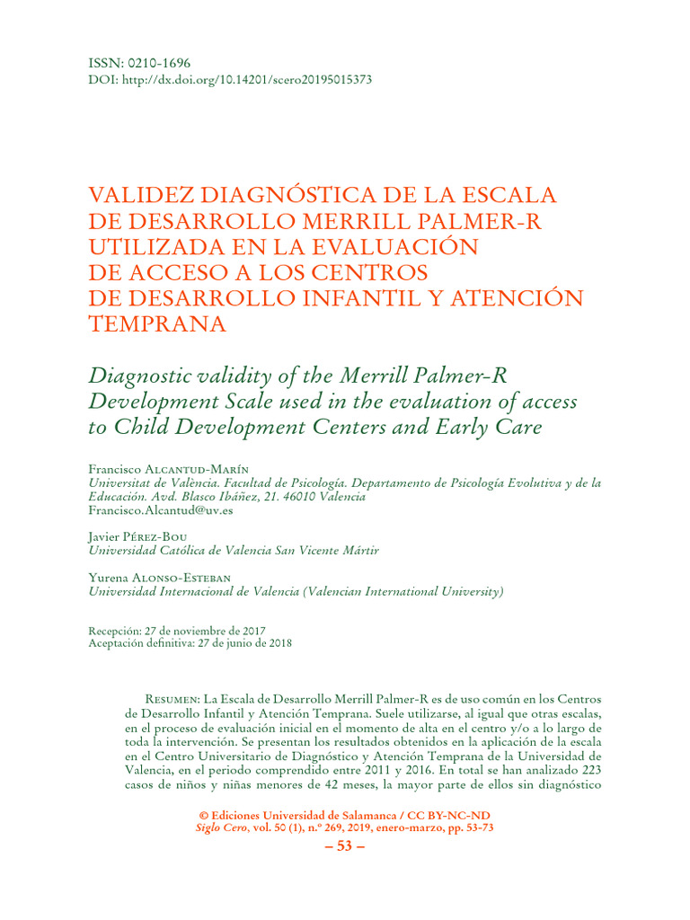 Escala MERRILL PALMER-R Desarollo Infantil | PDF