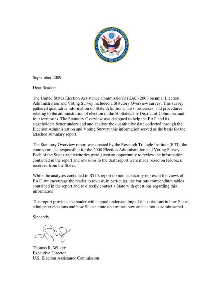 EAC Statutory Overview PDF Early Voting Postal Voting