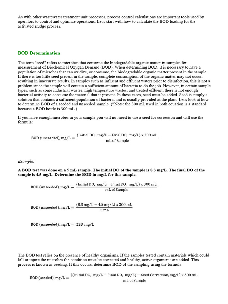 BOD Math | PDF | Sewerage | Water And The Environment