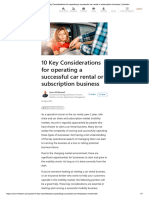 10 Key Considerations For Operating A Successful Car Rental or Subscription Business