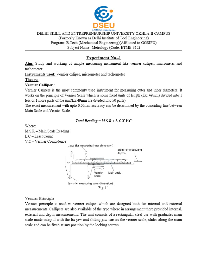 Metrology Tools for Engineering Students | PDF | Computers