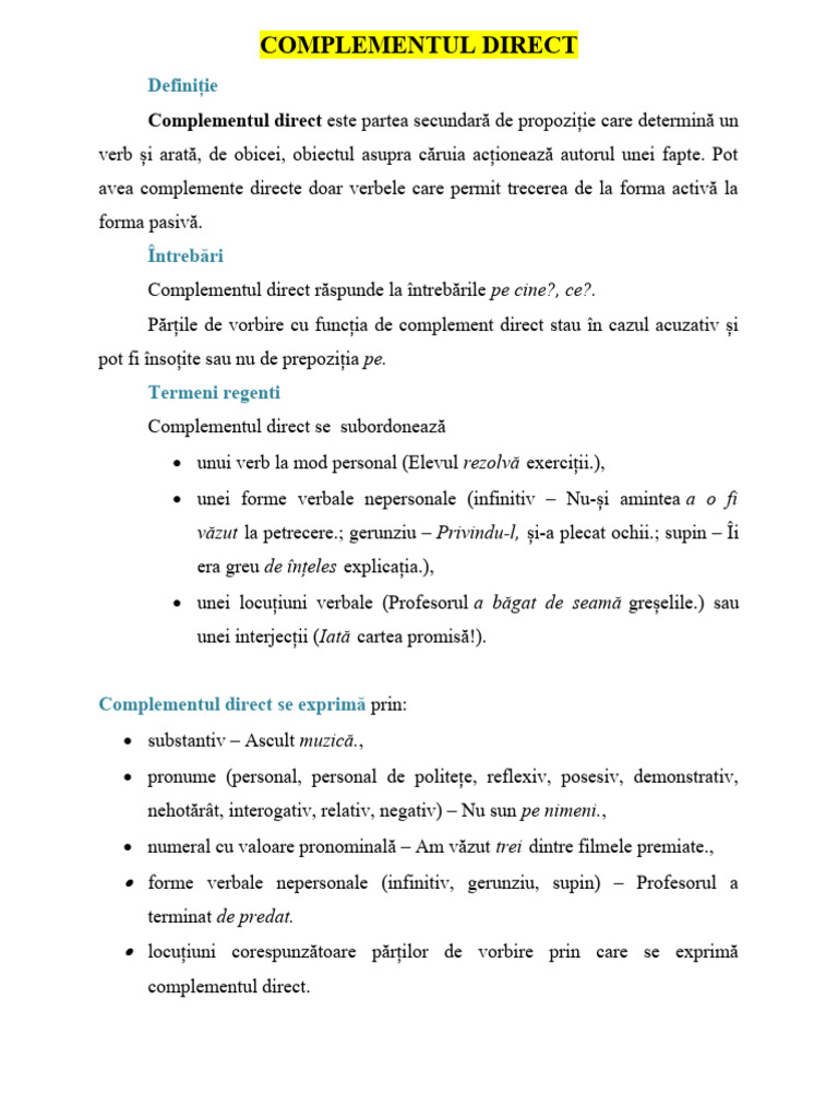 0 Complementul Direct | PDF