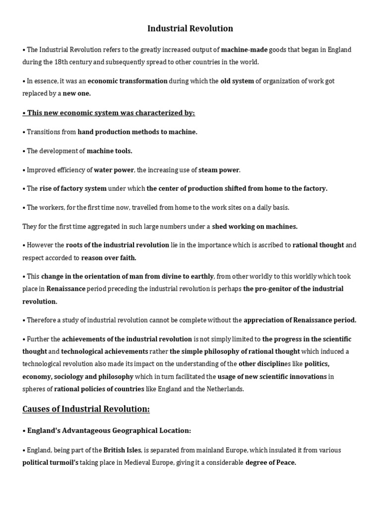 Key Aspects of the Industrial Revolution | PDF | Weaving | Slavery