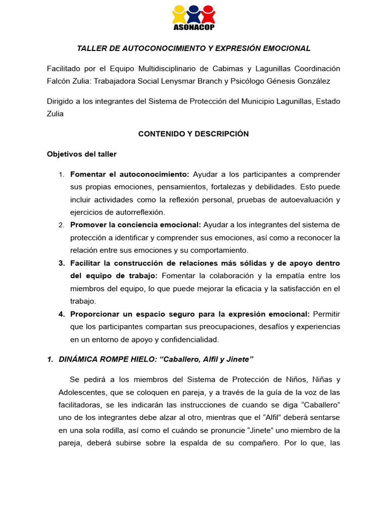 Taller de Autoconocimiento Emocional | PDF | Las emociones | Autoestima