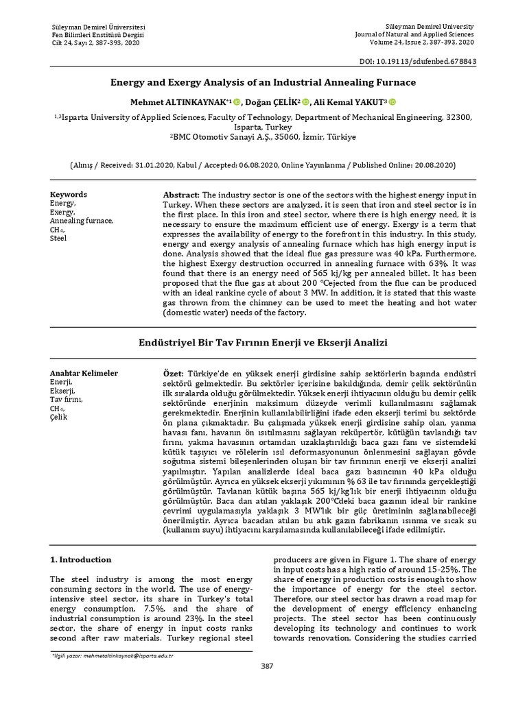Energy and Exergy Analysis of An Industrial Annealing Furnace | PDF