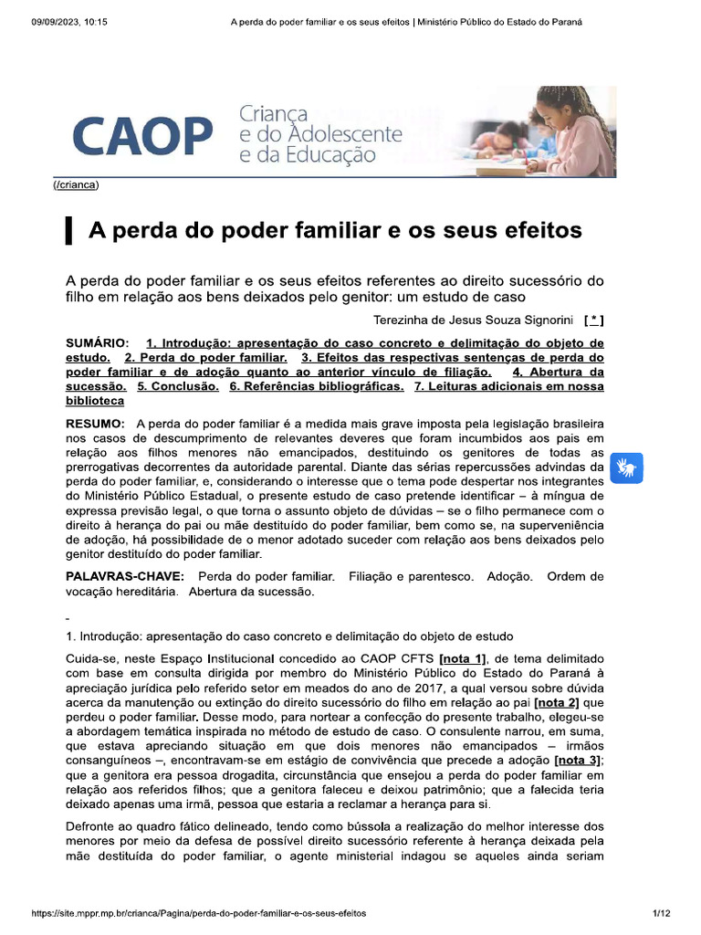 Perda Do Poder Familiar | PDF