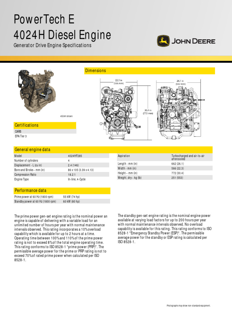 Motor Jhon Deere 4 Cil.4024hf285 | PDF | Engines | Horsepower