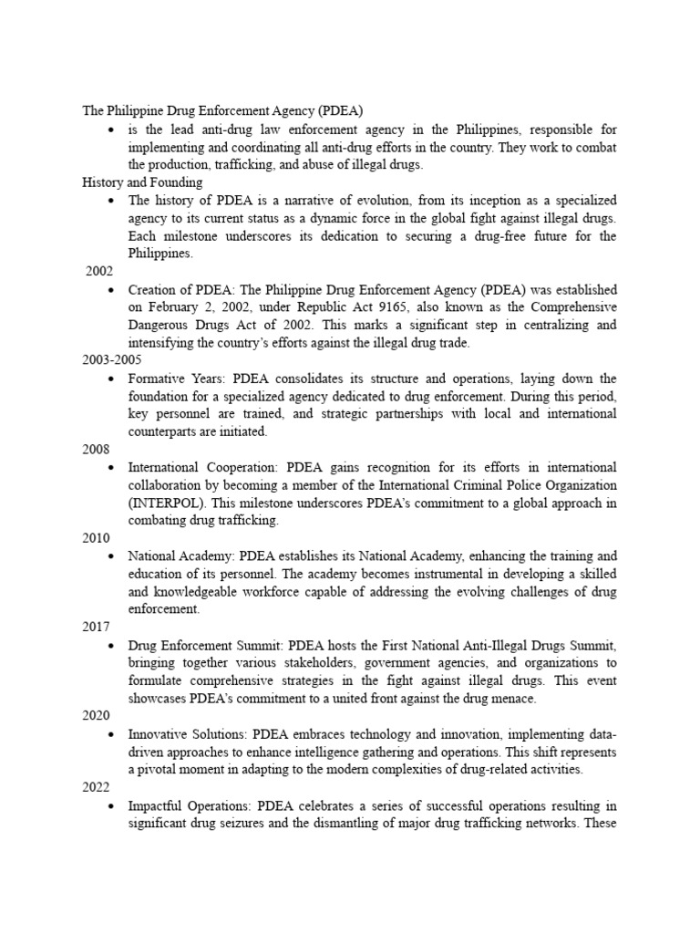The Philippine Drug Enforcement Agency (PDEA) | PDF | Law Enforcement ...