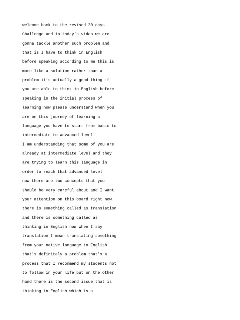 How To Think In English No More Translating In Your Head Day 2