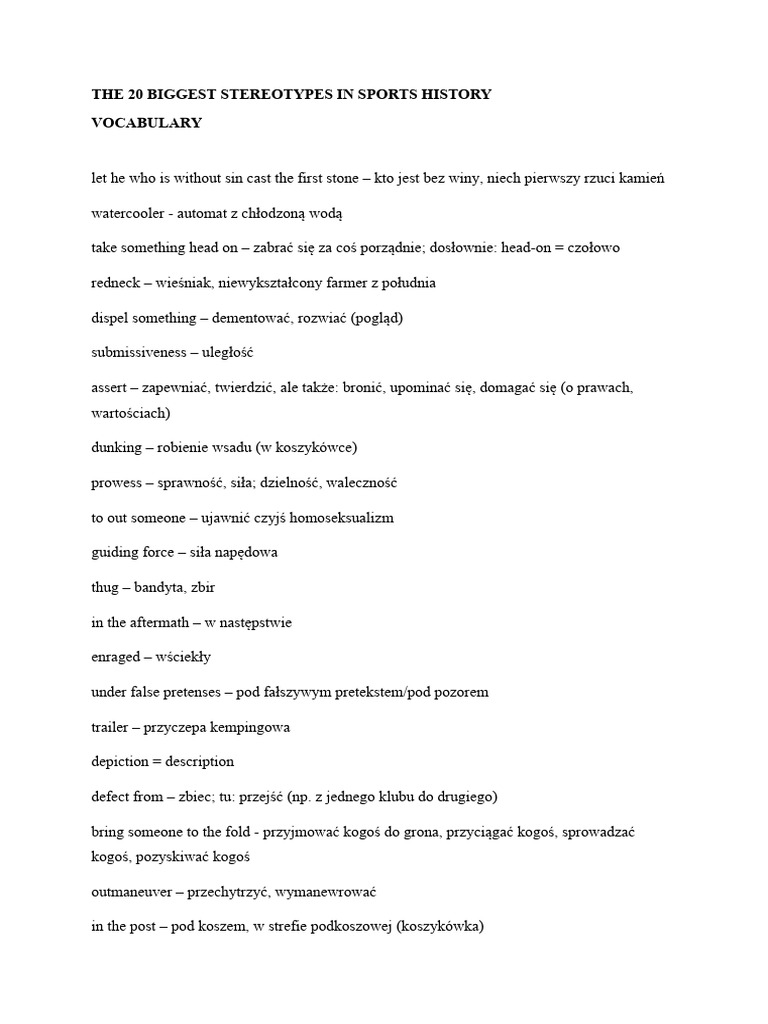 20 Stereotypes Vocabulary | PDF