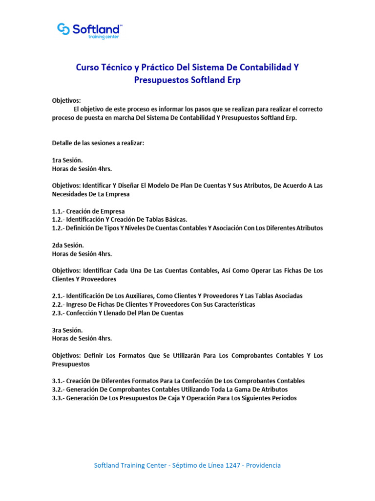 Curso Técnico y Práctico Contabilidad Softland Erp 32hrs Gold | PDF
