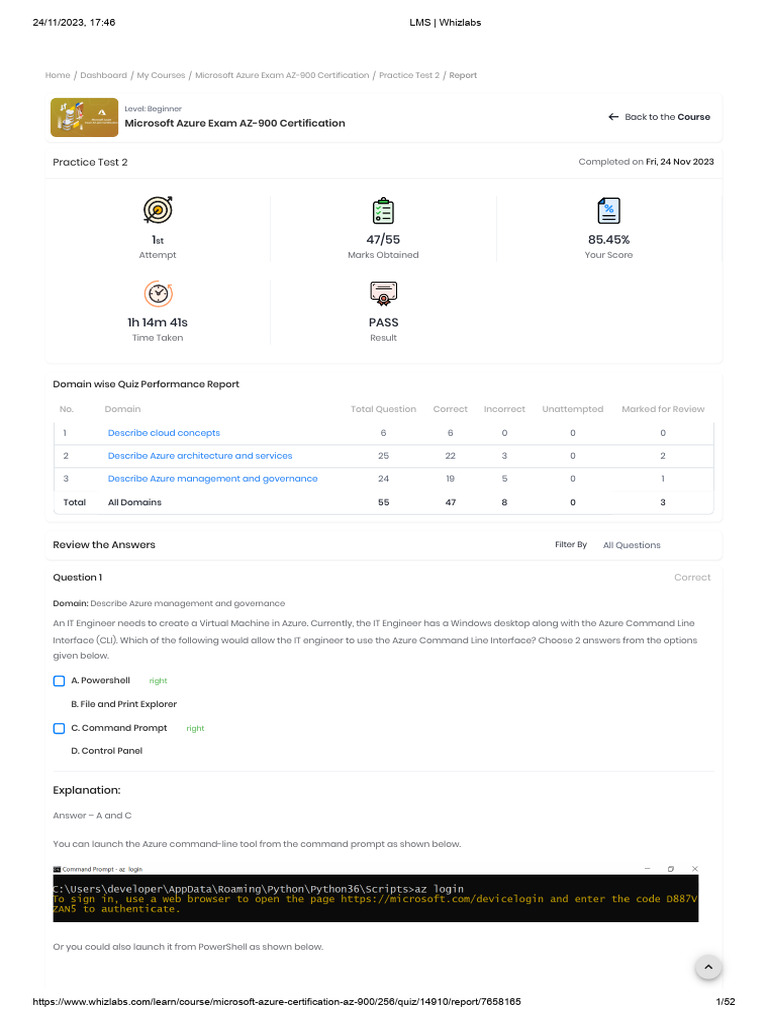Azure AZ-900 Practice Test Report | PDF | Microsoft Azure | Cloud Computing