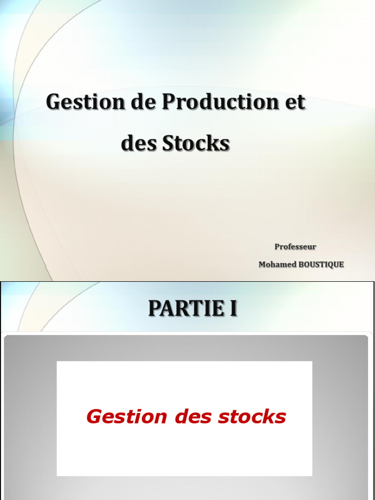 Gestion des Stocks et Production | PDF | Inventaire | Loi normale