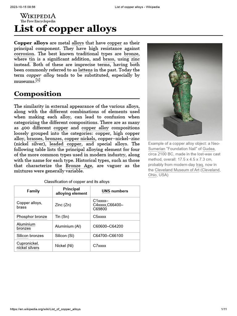 Comprehensive Copper Alloys Overview | PDF | Alloy | Copper