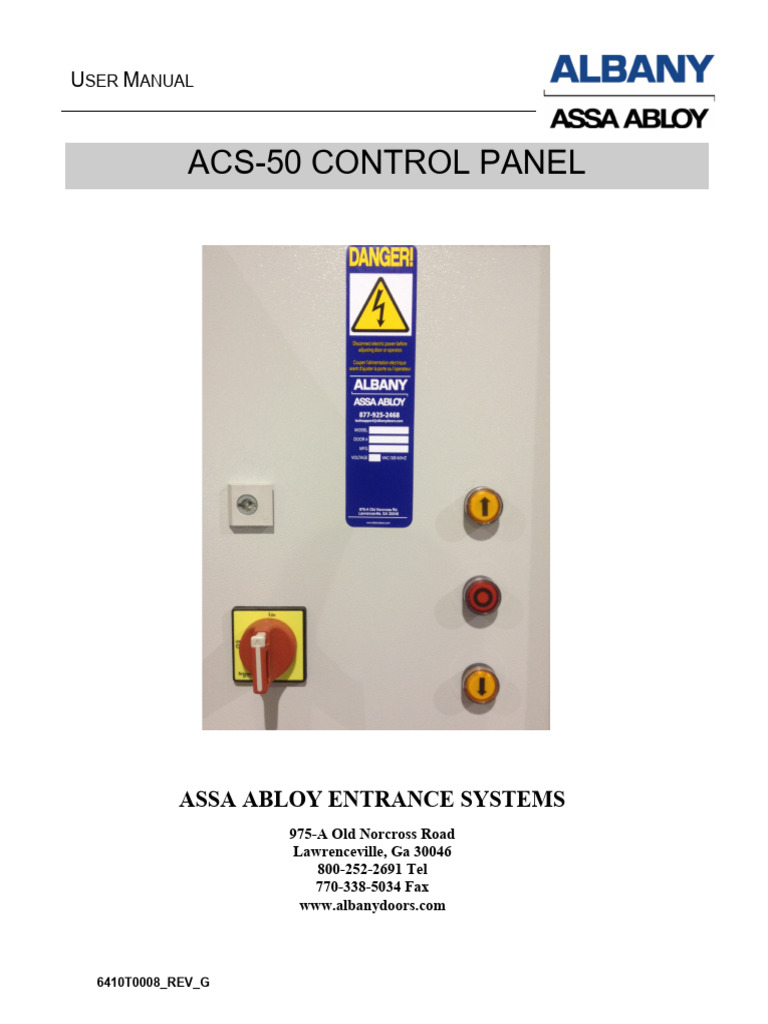 ACS-50 Control Panel User Manual | PDF | Switch | Mains Electricity