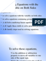 Solving Equations With The Variable On Both Sides: Objectives