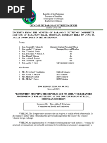 BNC Resolution Adopting Ra 10028