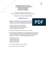 Questionário Sobre ÁGUA, PH e SOLUÇÃO TAMPÃO.