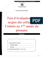 Test Evaluation Des Acquis Des Enfants Du Préscolaire - FR 22 Juin 2023