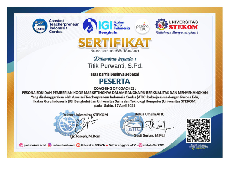 Sertifikat Coaching Coach 17 April 21 Non Jp Pdf