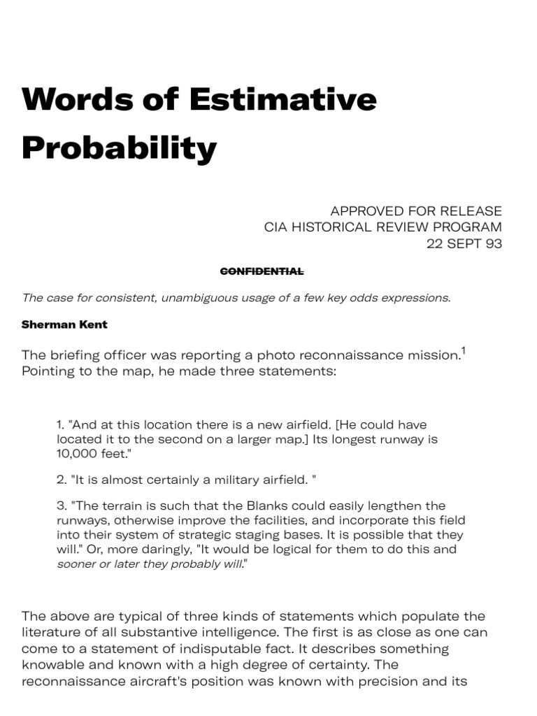 Words of Estimative Probability | PDF | Odds | Certainty