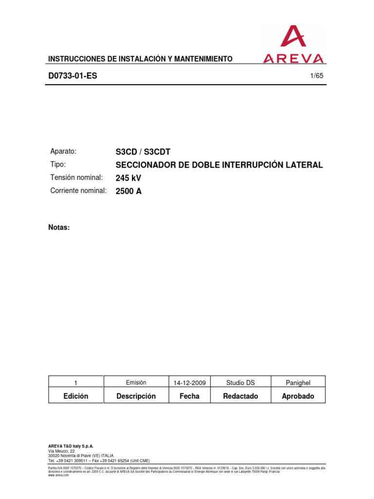 Sa Areva S3CD PDF Rotación Tornillo
