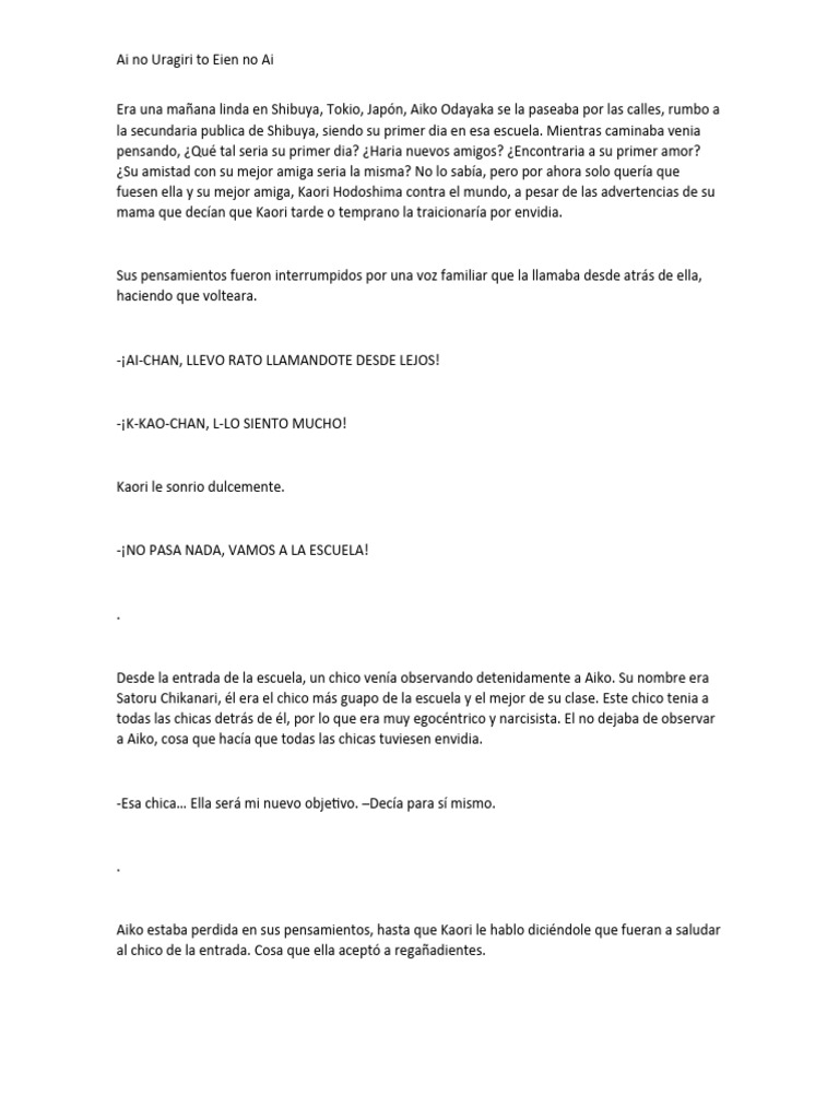 Ai no uragiri to eien no ai cap 1 conociendo al egocentrico pdf
