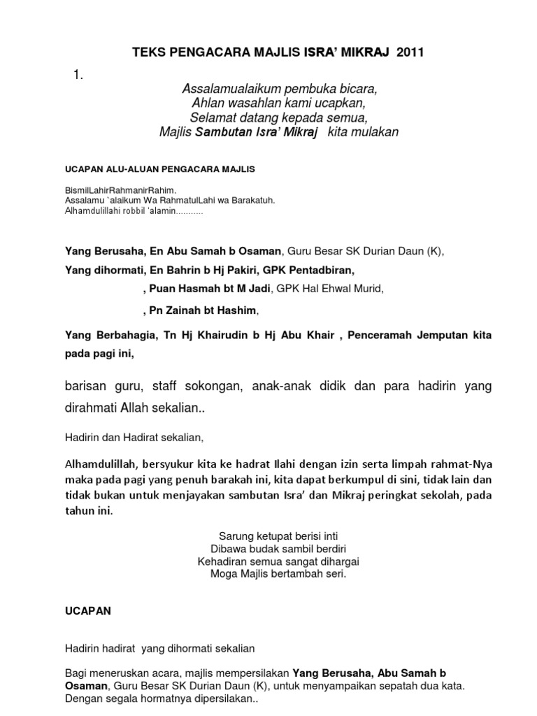 Teks Pengacara Majlis Syarahan Agama