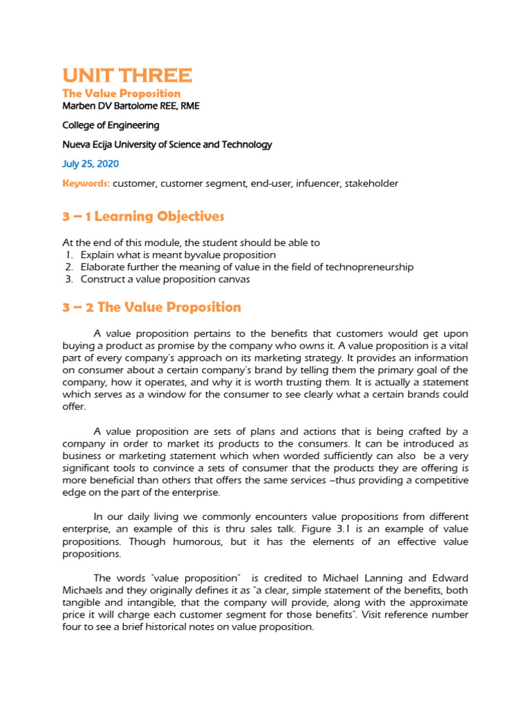 The Value Proposition Pdf Financial Economics Private Sector