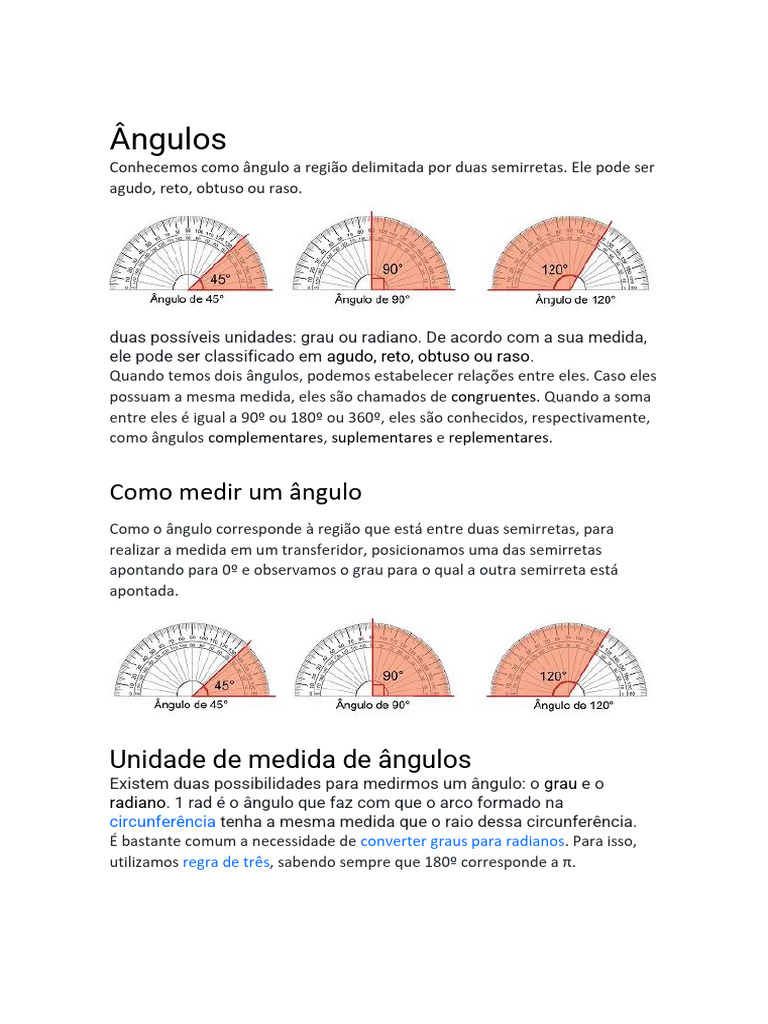Ângulos | PDF | Ângulo | Conceitos matemáticos