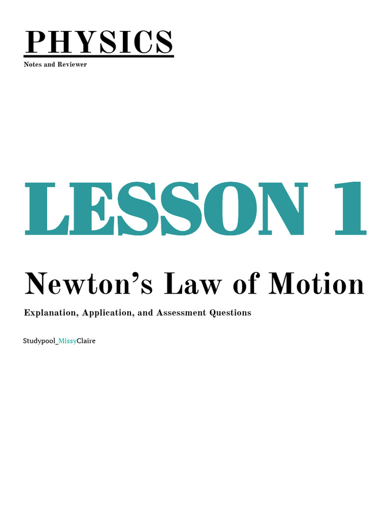 PHYSICS_ Newton's Law of Motion PDF Force Newton's Laws Of Motion