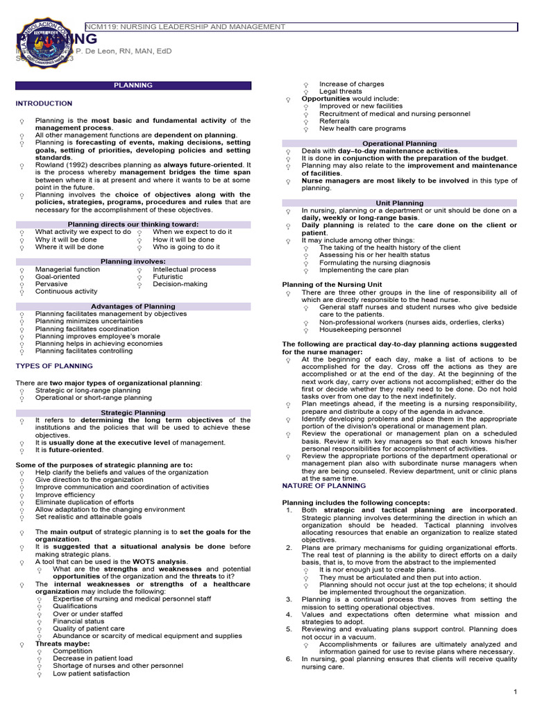 Planning PDF Nursing Goal