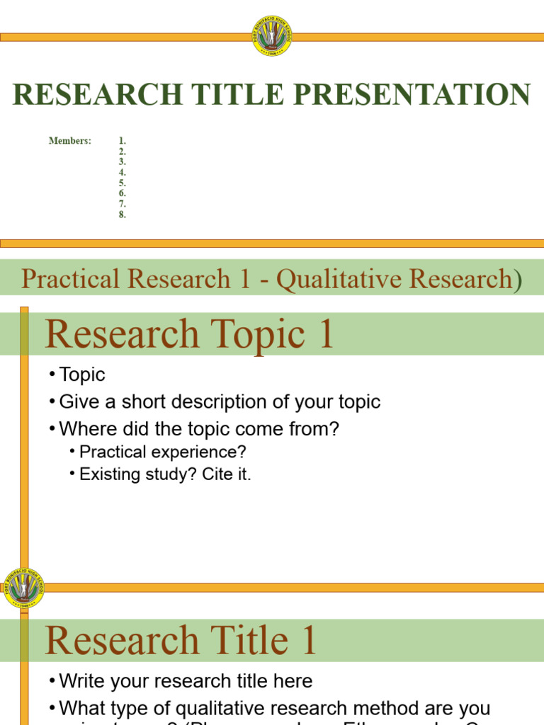 Research Title Presentation Template | PDF