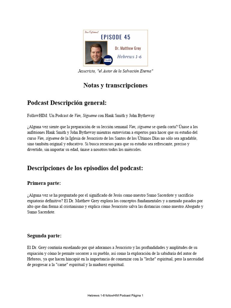 Nt 45 dr matthew grey hebrews 1 6 followhim podcast show notes espanol
