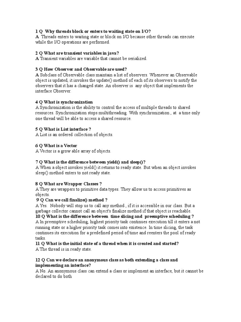 Java FAQs | PDF | Method (Computer Programming) | Class (Computer ...