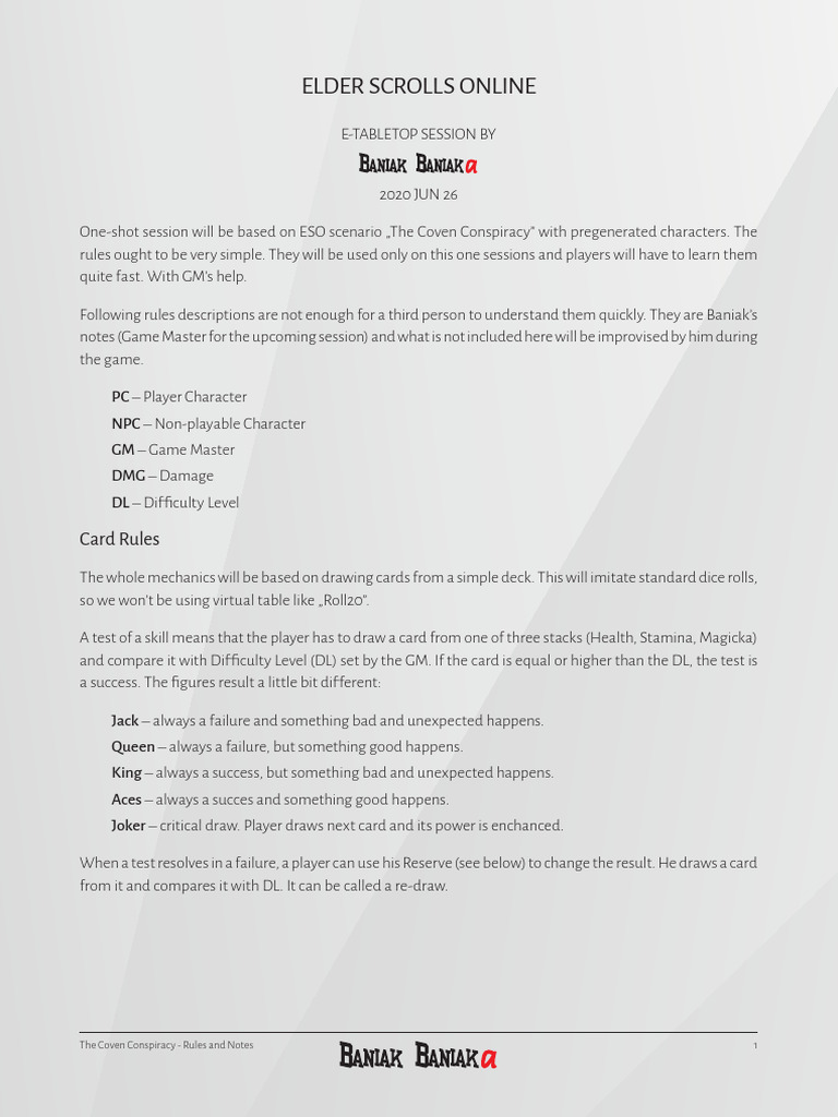 ESO_Rules_ENG PDF Playing Cards Gaming