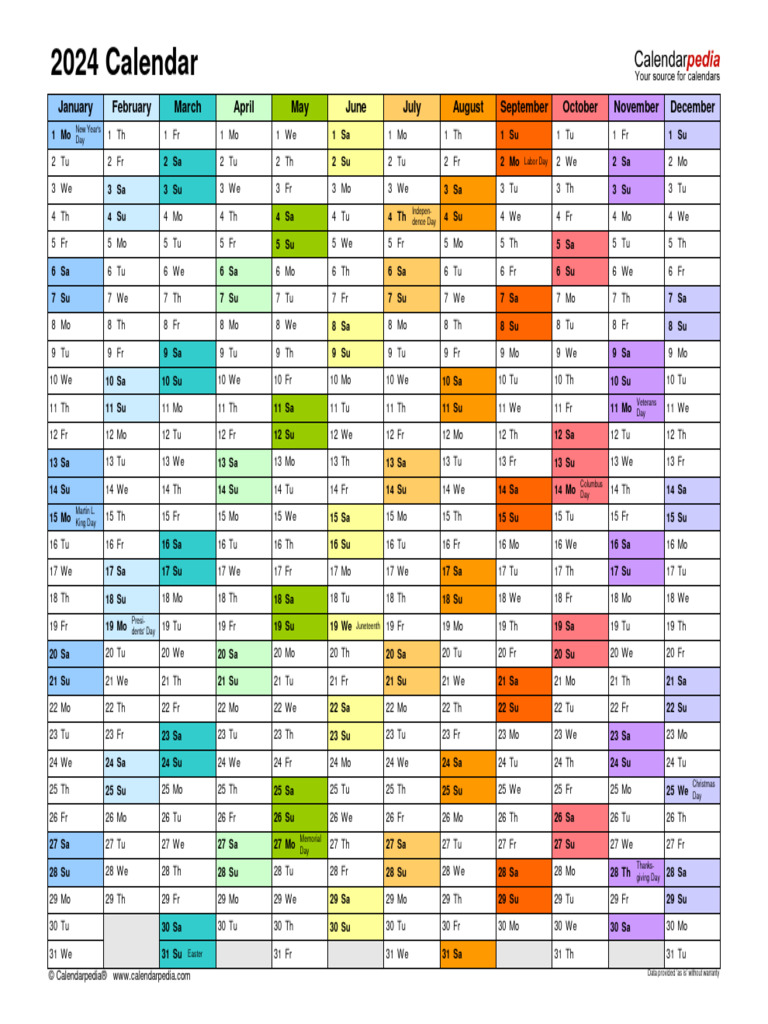 2024calendarlandscapeincolor PDF