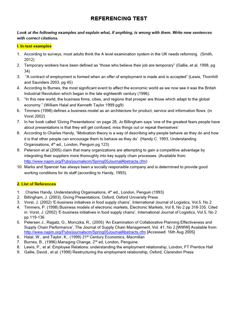 Referencing Test | PDF | Supply Chain | Business