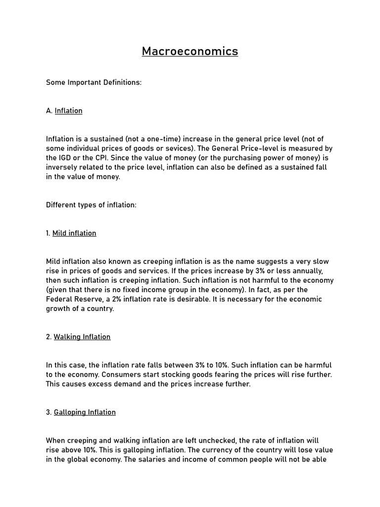 Macroeconomics Notes Pdf Inflation Money