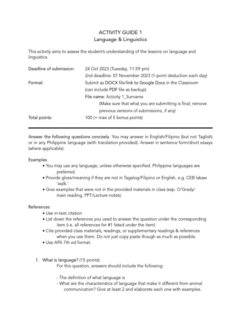 Filipino Translation Activity Guide | PDF | Tagalog Language | Grammar