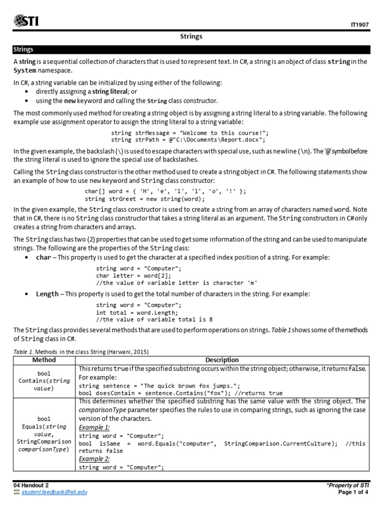 Comprog 3 Strings in C# | PDF