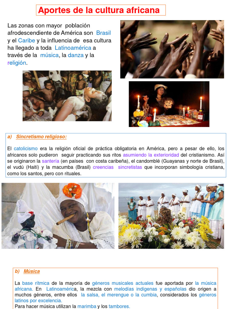 Aportes culturales de la herencia africana | PDF | Ciencias sociales