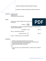 Density, Unit Weight & Specific Gravity of Liquids